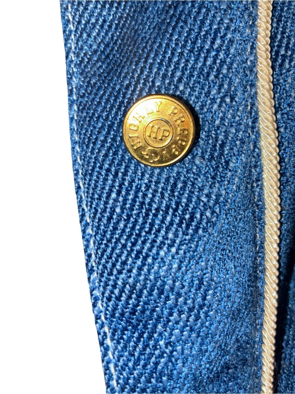 Highly Preppy On The Prairie Denim Jacket Blue Piping Blazer Coat Size L Large - Picture 7 of 11